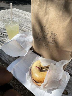 Bagel with Housemade Jam and Housemade Lemonade