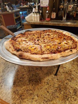 Bbq chicken bacon pizza.