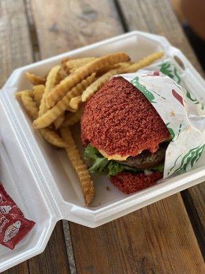 Hot Cheetos burger