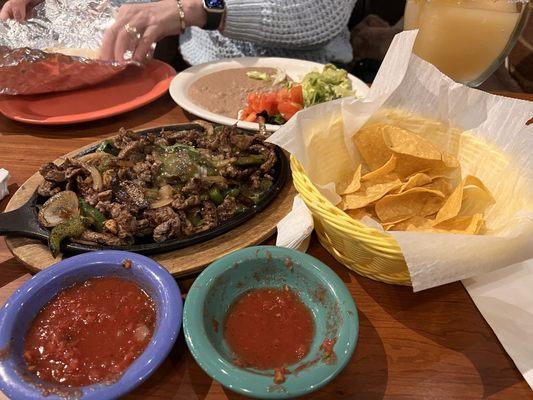 Steak Fajita along with chips and salsa