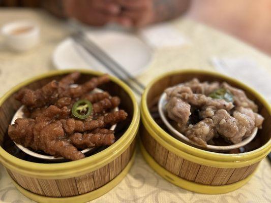 Chicken feet and Fried pork ribs