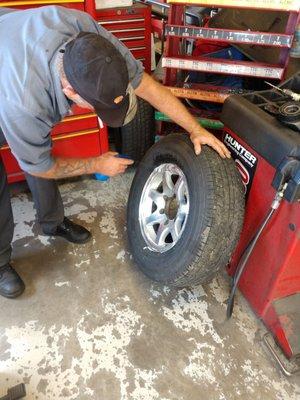 Glen is hitting it with the soapy water looking for The Tell-Tale bubbles that will show where the leak is.