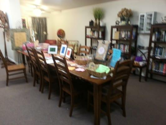 Our conference room is multi-functional with a full lending library.  Open for rental for events, training, non-profits, clubs & more.