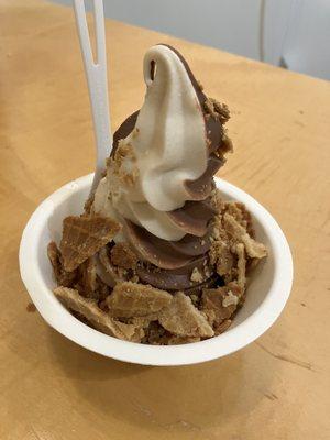 Chocolate Coconut/Horchata twist with cone pieces