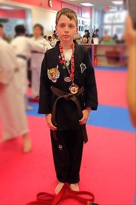 My son became a brown belt in Taekwondo. We are very proud of him!