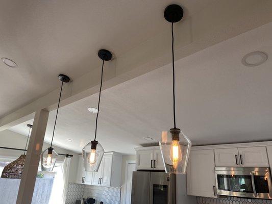 Wire and installation of kitchen pendant lights