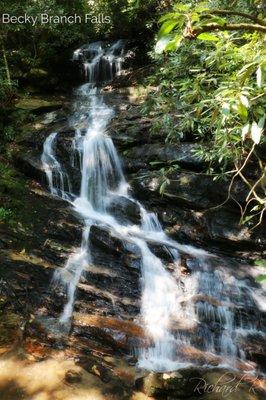 20 foot tall Becky Branch Falls, approximately 200 yards from Warwoman Road on Bartram Trail.