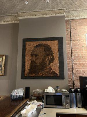 Stonewall Jackson portrait made out of pennies.