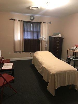 One of our two acupuncture rooms. Come get relaxed by our amazing master acupuncturist Tracee!