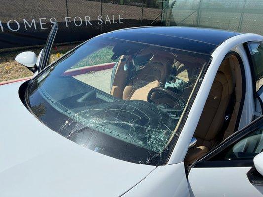 Porsche Broken Windshield