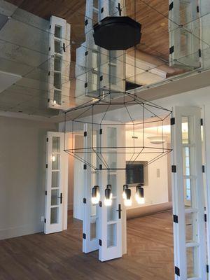 Installation of lamps on high ceilings.