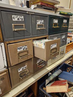 A working bookstore card catalog