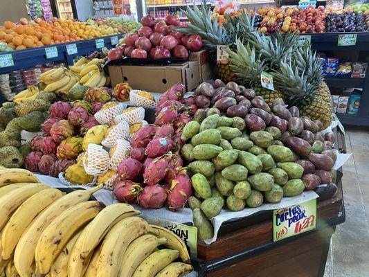 Soursop, dragonfruit, cactus fruit , pomegranates