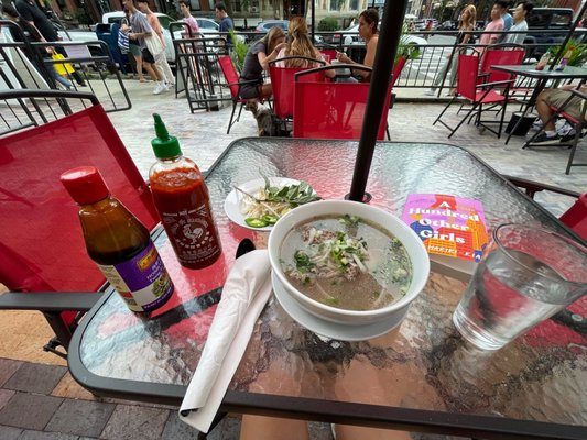 Pho with toppings & sauces!