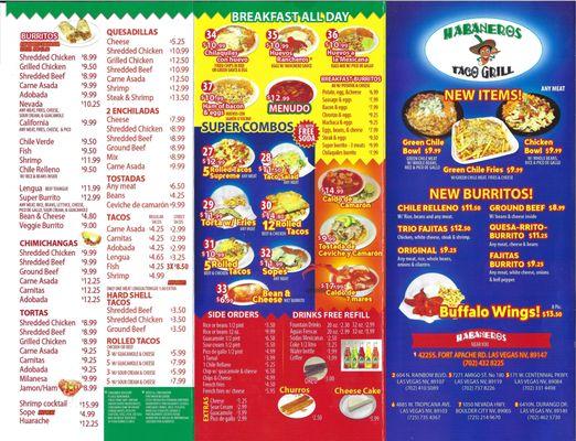 Page 1 of the HUGE Menu