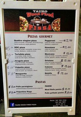 Older menu but this menu shows current pricing.