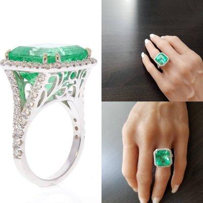 Hand crafted Emerald & Diamond Ring