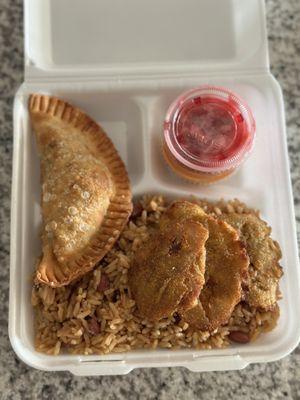 Vegan Platter - comes with plantain chips, rice, coleslaw and delicious sauce!!