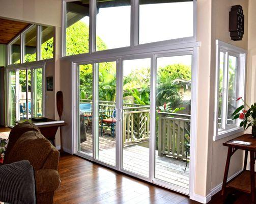 A beautiful renovation with Makai Range Vinyl Patio Doors and Transom Windows