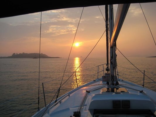 Enjoying a sunset from Cape Cod Bay