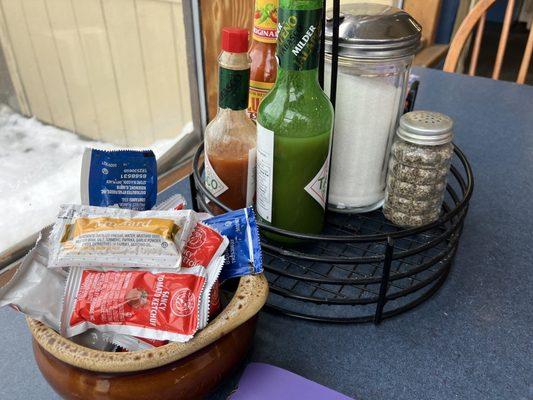 Condiments at the table