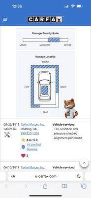 This is from carfax.  I was told the car had no accidents and when I went to trade it in for a bigger car this was the report they gave me.