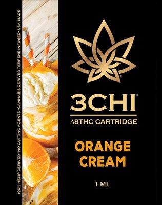 Orange Cream, New Hybrid Delta 8 vape cart feom 3chi.  45+ flavors available