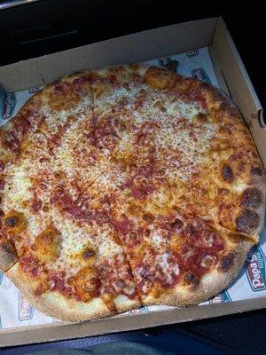 Dry large cheese pizza