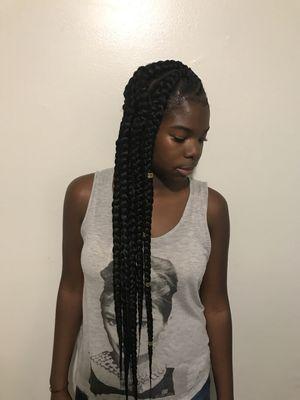 Large Feed in Braids to the side