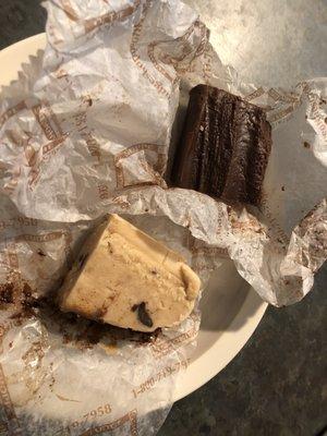 Dark chocolate & Peanut Butter Pie fudge. (What's left of it )