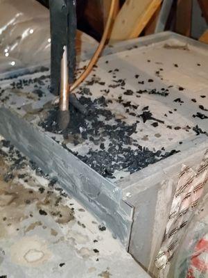 A rodent has chewed the insulation around the HVAC system in a customer's attic.