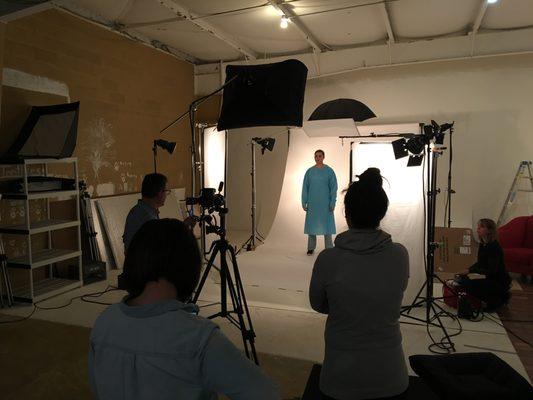 Photo shoot set up in studio.