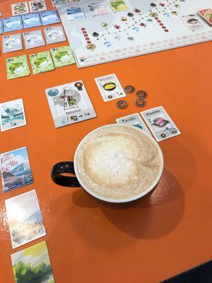 Delicious lattes and hot chocolates and a great selection of board games!