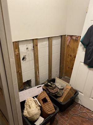 Tearing out a closet.