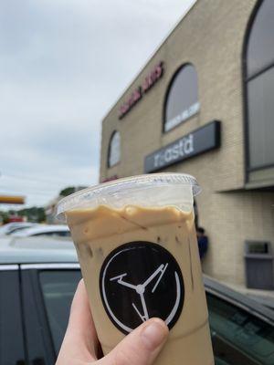 Iced Latte with Oatley oat milk and maple syrup