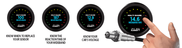 The PLX wideband SM-AFR module coupled with our DM-6 touch screen gauge allows you to daisy-chain up to 16 additional sensor modules.