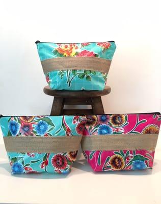 Burlie Cosmetic Bags, In Rosegal, Sweet Flower Aqua & Sweet Flower Pink.