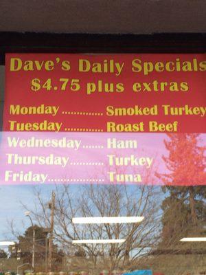 Really great deals on the daily specials