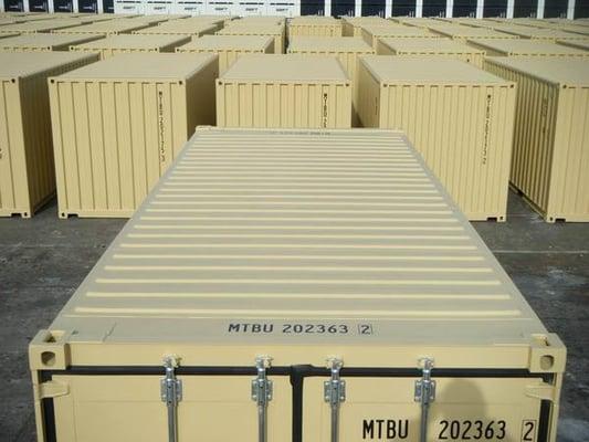 Photo of our new build containers lined up for individual quality control inspections, carried out by our own team of in hous...