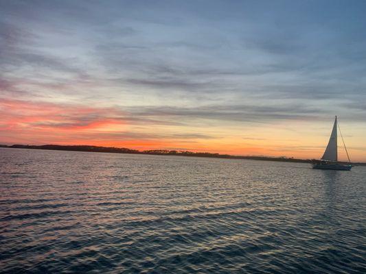 Beautiful sunset over Charleston harbor