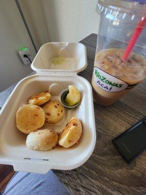 Cheese Bread & Iced Vanilla coffee