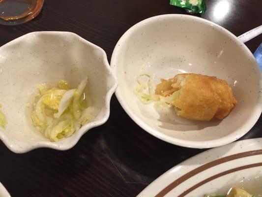 Napa cabbage Amuse Bouche and Shrimp Eggroll(handmade)!