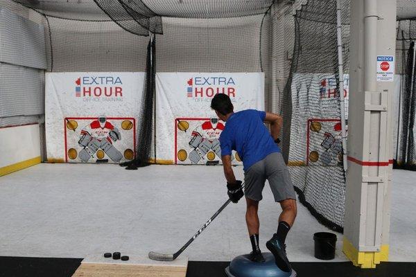 Sahil Panwar (OHL, London Knights) works on quick release shots adding in some stability & balance work