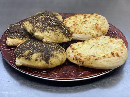 Zatar(left) and Feta Cheese Pie(right)