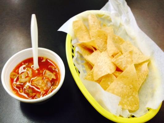 Chips and bean soup