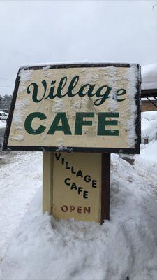 Exterior Sign for Village Cafe in Lake Tomahawk, Wisconsin