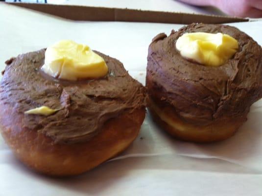 Bismarks with custard. Yumm