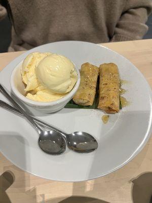 Fried Banana and ice cream