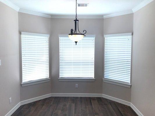 2 1/2" Faux Blinds with an outside mount valance