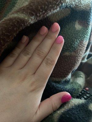 light to dark pink dip nails